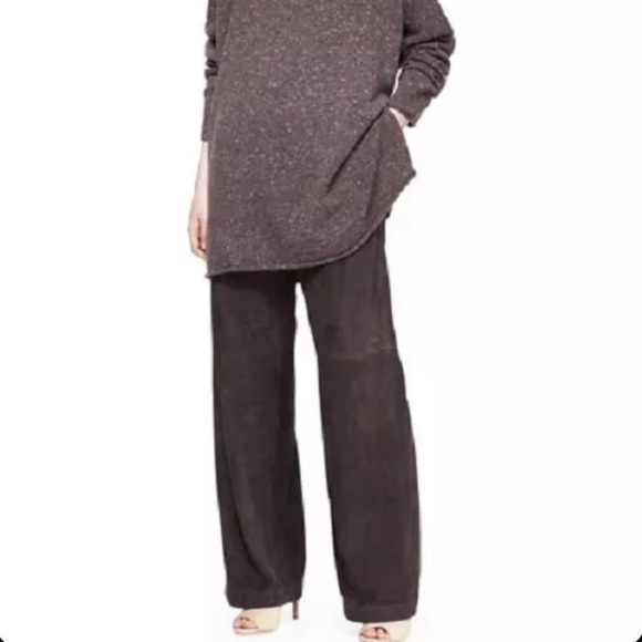 eskandar Pants - Eskandar // Dark Brown Soft Suede Leather Long Trousers